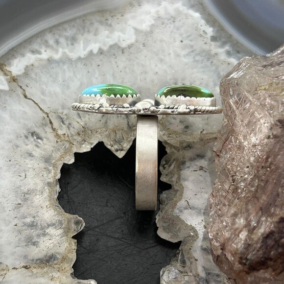 Sterling Southwestern Style 2 Sonora Gold Turquoise Adjustable Ring For Women #6 - Picture 6 of 10